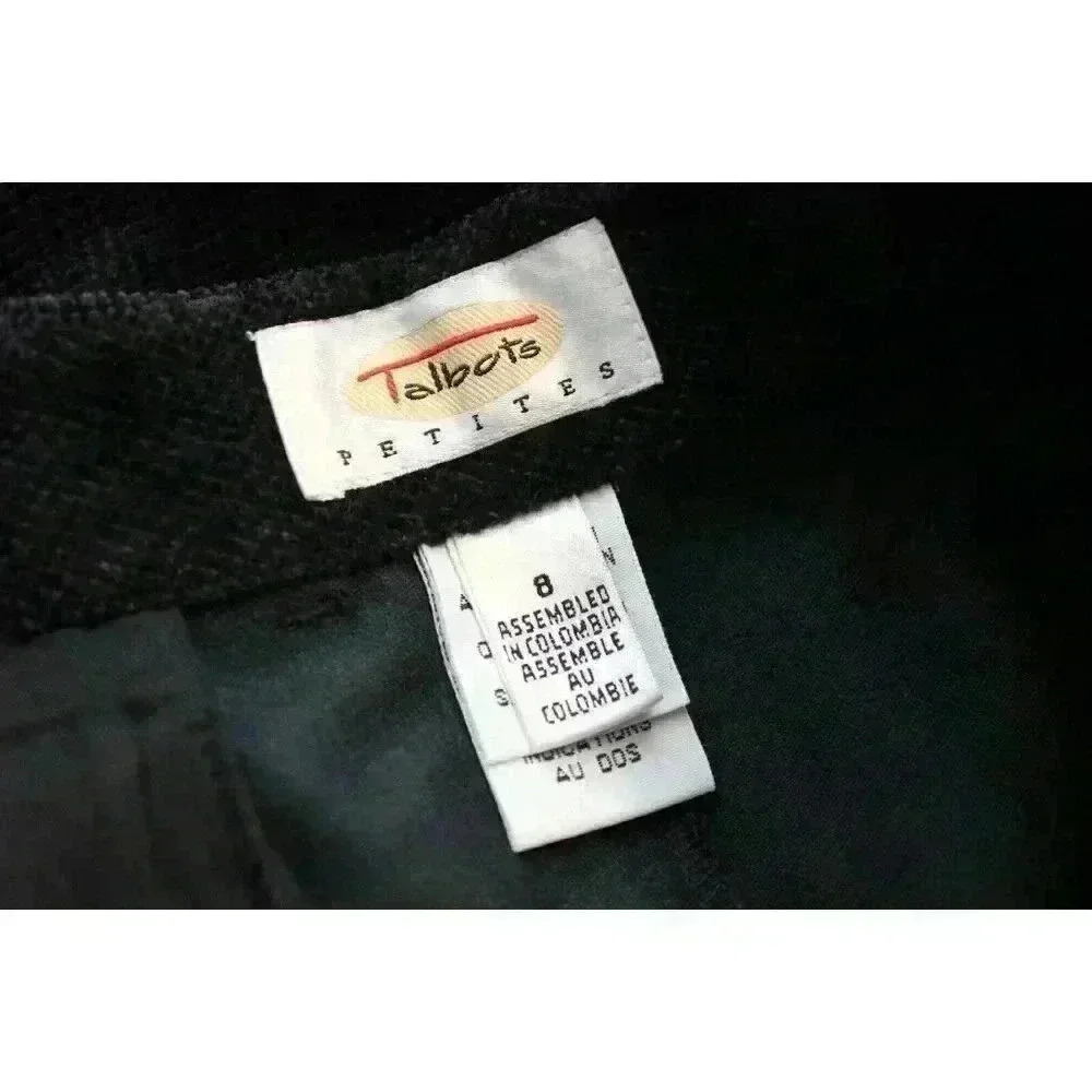 Talbots Velvet Chino Pants Size 8 Chevron Black Cotton Pleated Business Casual - Picture 11 of 12